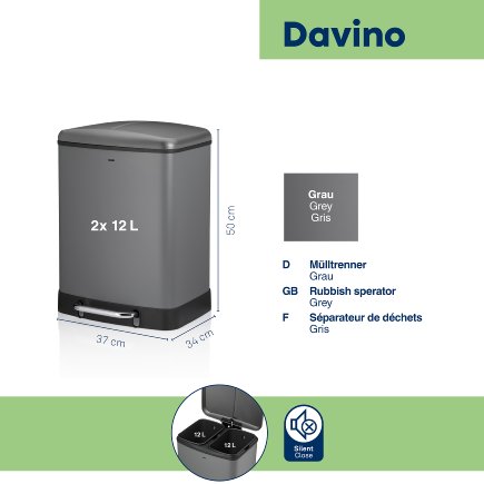 Rubbish separator Davino grey
