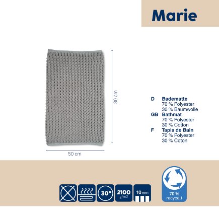 Bathmat Masha light grey