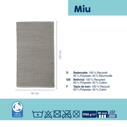 Tapis de bain Miu gris granit