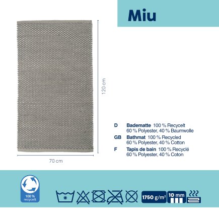 Tapis de bain Miu gris granit