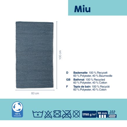 Tapis de bain Miu bleu fumée