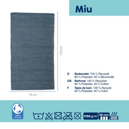 Tapis de bain Miu bleu fumée