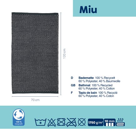 Tapis de bain Miu gris granit