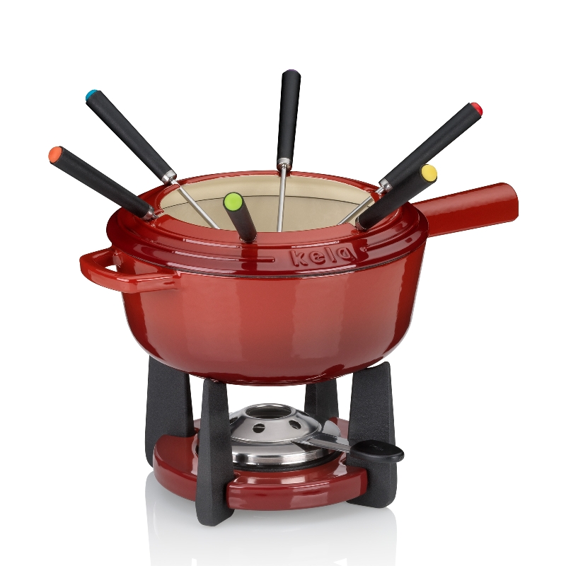 Kela Fondue-Set Calido Gusseisen rot 20,0cm 20,0cmØ 1,8