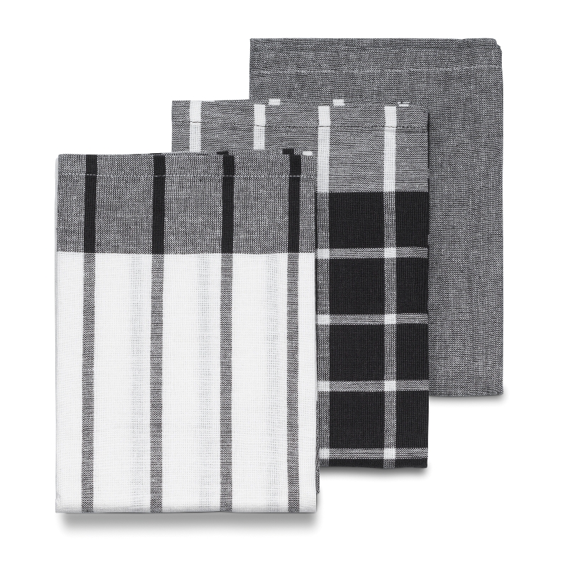 Kela Geschirrtuch Pasado 100%Baumwolle weiß-schwarz 3tlg 65,0x45,0cm