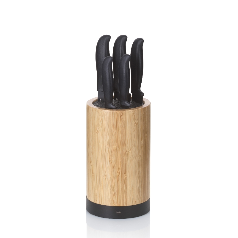 Kela Messerblock Acida Bambus schwarz 23,0cm 13,0cmØ