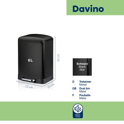 Poubelle à pédale Davino 6 et 12L