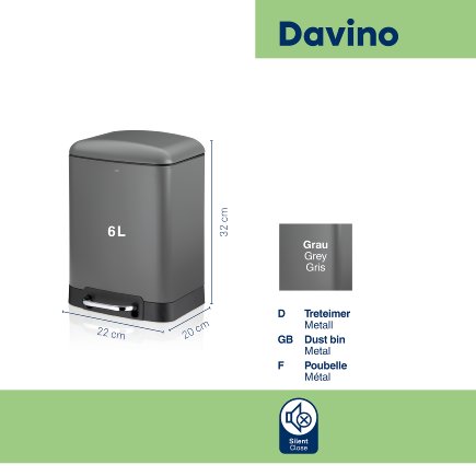 Poubelle à pédale Davino 6 et 12L