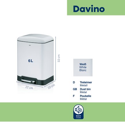 Poubelle à pédale Davino 6 et 12L