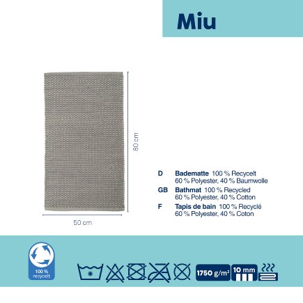 Bathmat Miu stone grey