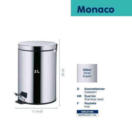 Kosmetikeimer Monaco Edelstahl glänzend 3L