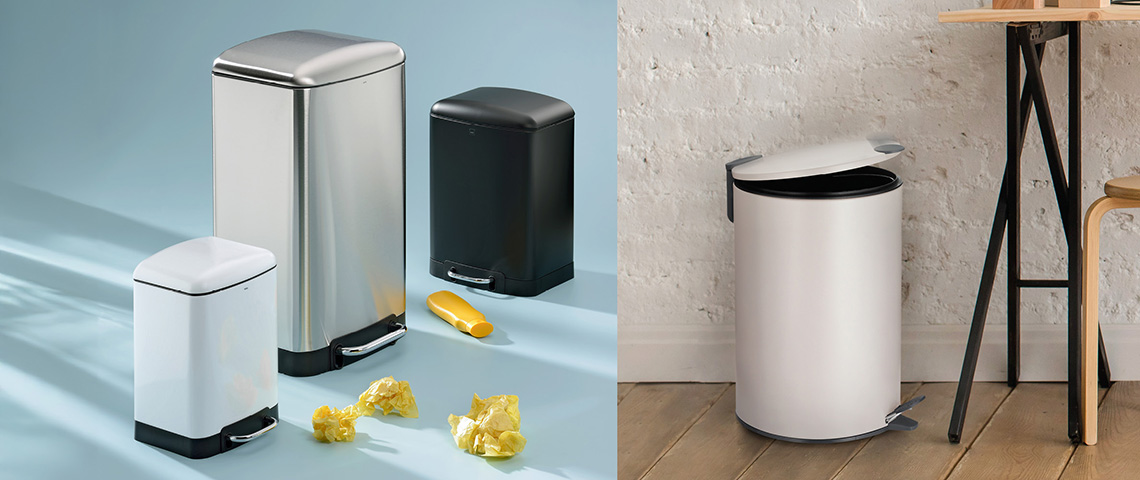 Verschiedene Varianten von Mülleimern.
