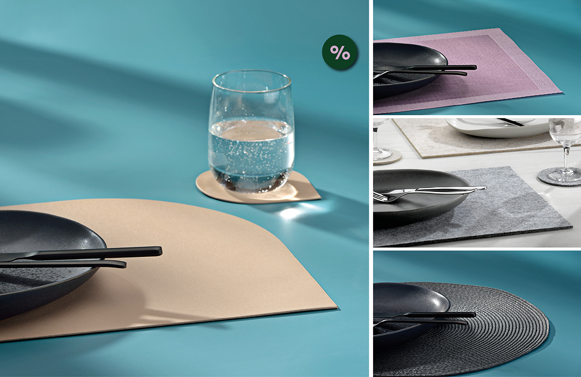 Tischsets in verschiedenen Ausführungen Tischsets in verschiedenen Ausführungen